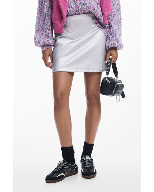 Desigual Pink Metallic Miniskirt, Cotton