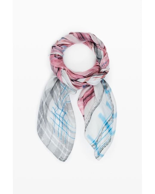 Desigual Pink Grunge Rectangular Foulard, Viscose