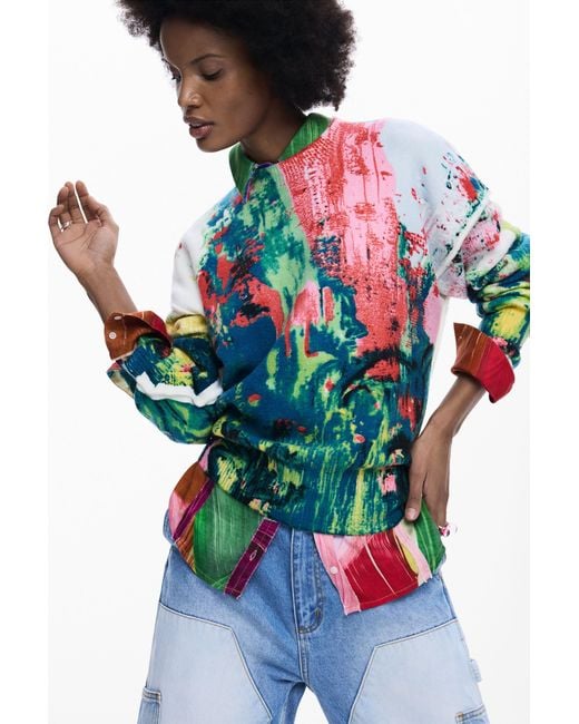 Desigual Red Arty Printed Sweater