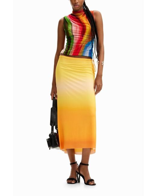 Desigual Orange Tulle Wave T-Shirt