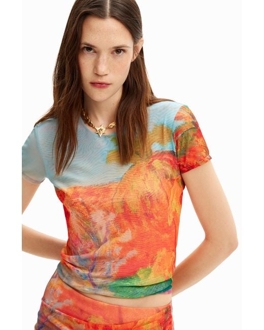 Desigual Red Arty Knot T-Shirt, Polyester