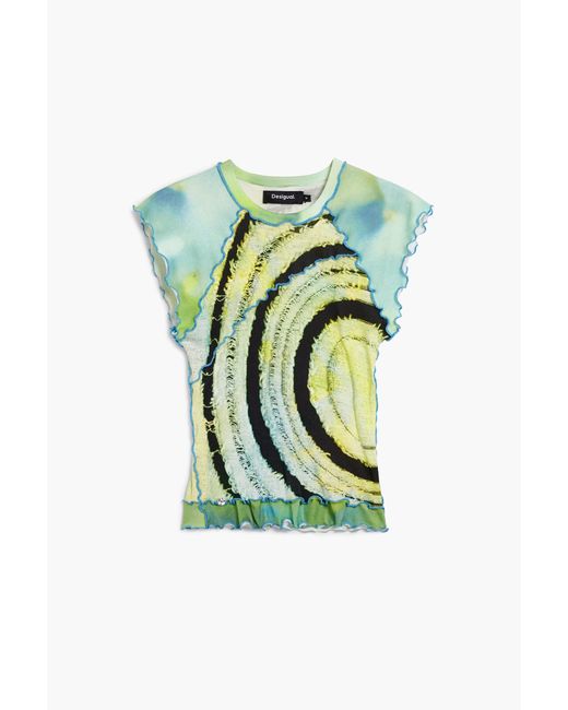 Desigual Blue Short-Sleeve T-Shirt With Circles, Viscose