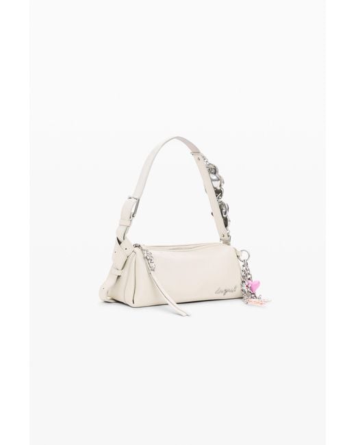 Desigual White Small Bag With Charms, Polyurethane