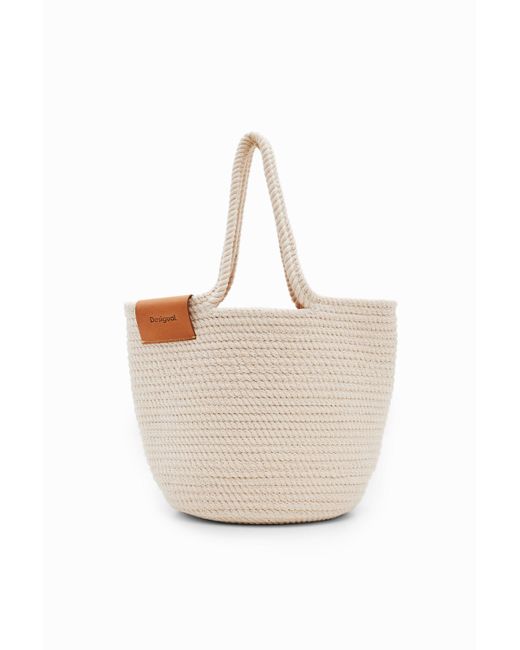 Desigual Natural M Woven Leather Basket