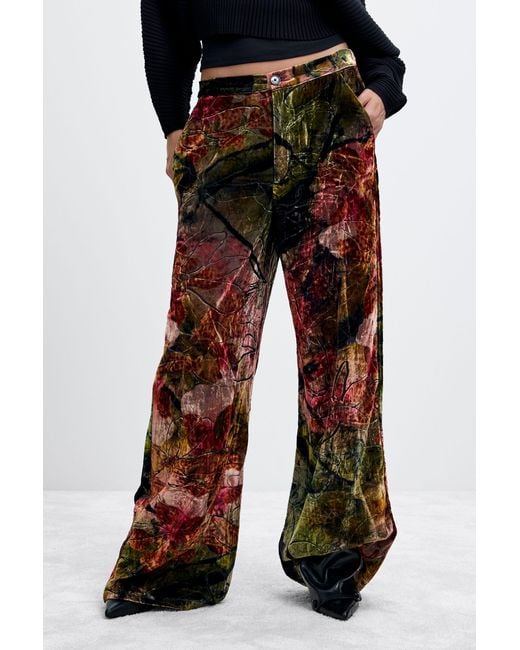 Desigual Black Long Velvet Trousers M. C. Lacroix