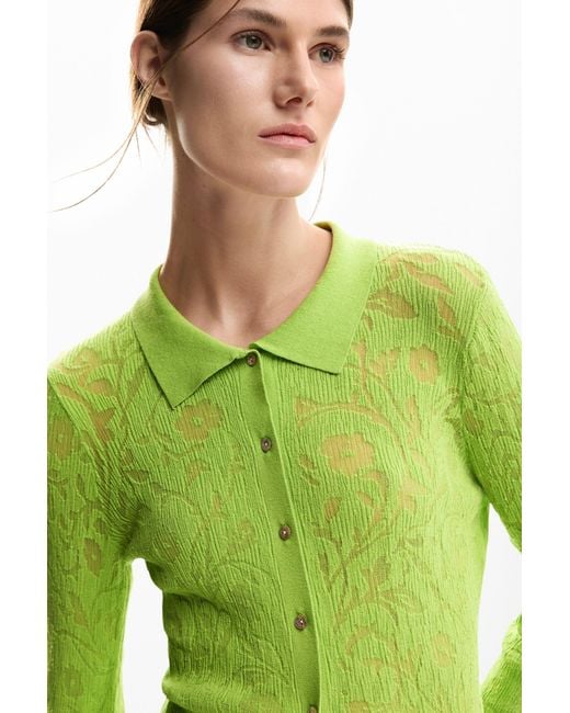 Desigual Green Fitted Floral T-Shirt