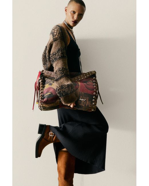 Desigual Black Long-Sleeved Knit Dress