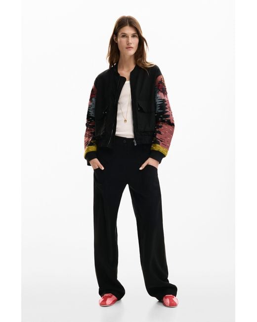 Desigual Black Jacket Sleeves Patch