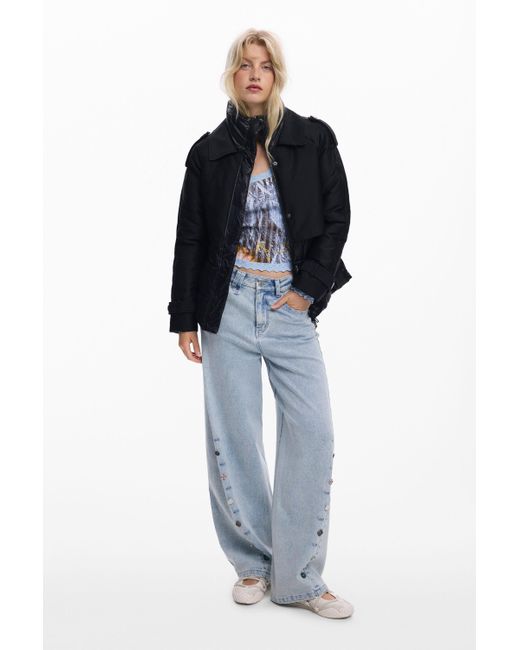 Desigual Blue Hybrid Padded Jacket