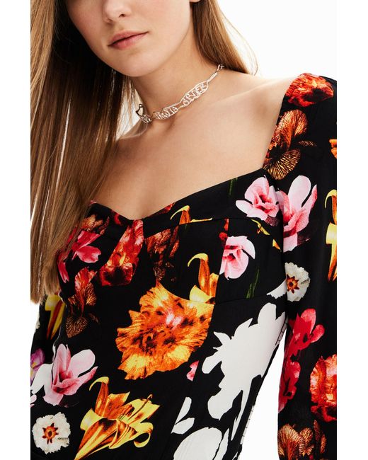 Desigual Red M. Christian Lacroix Floral Bodysuit