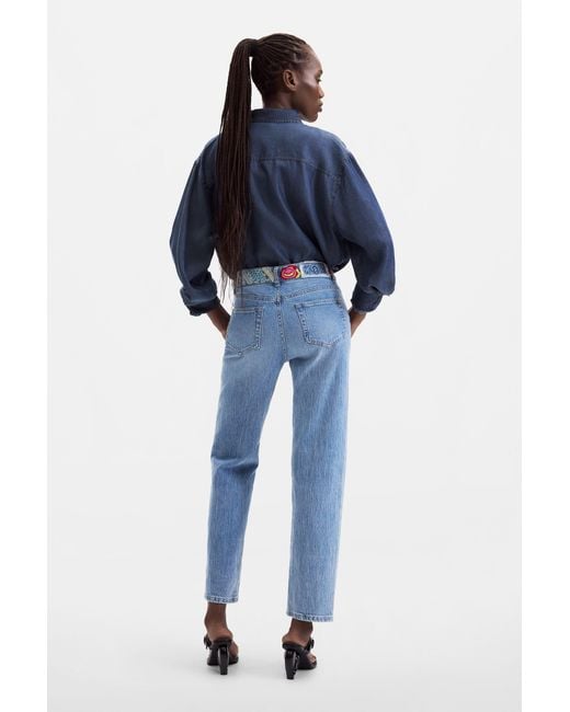 Desigual Blue Regular Jeans, Cotton