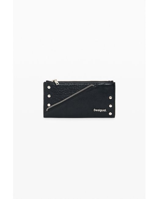 Desigual Black Large Zippered Wallet, Polyurethane