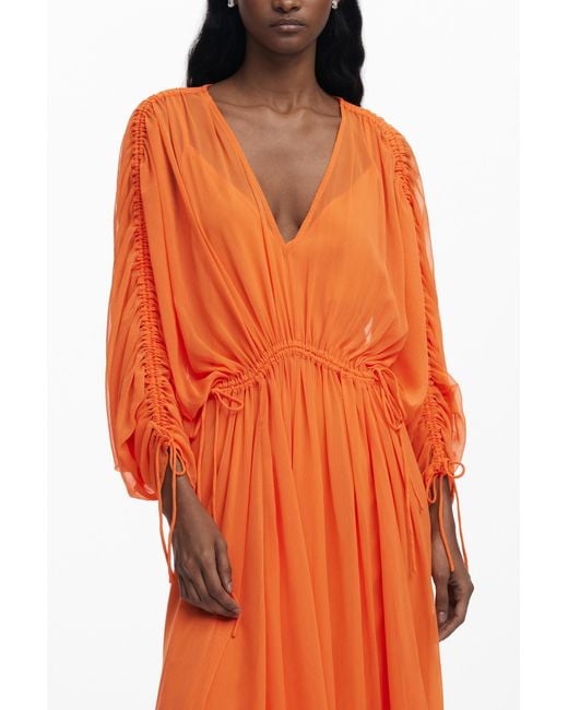 desigual orange dress DESIGUAL Dress With Desigual Lines Women's Size M Orange 24WWVW56