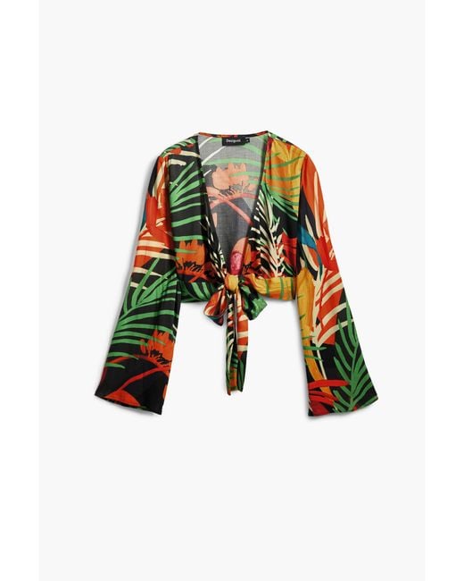 Desigual Red Tropical Wrap Top, Viscose