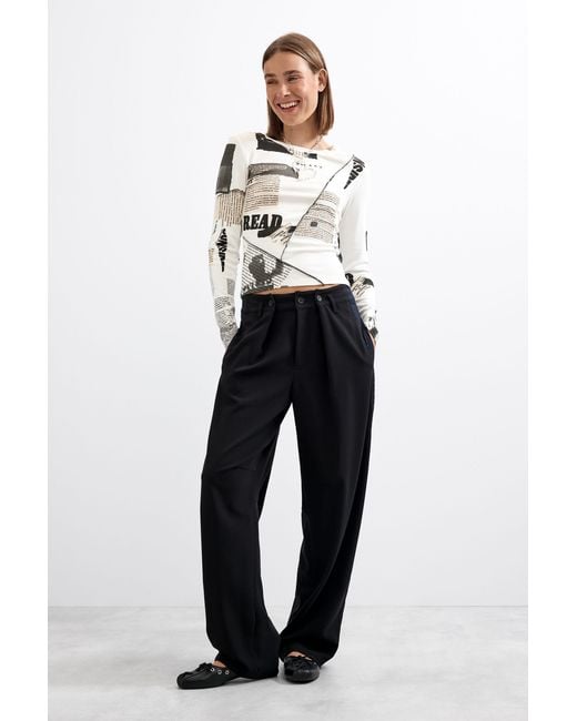 Desigual Blue Straight Long Trousers