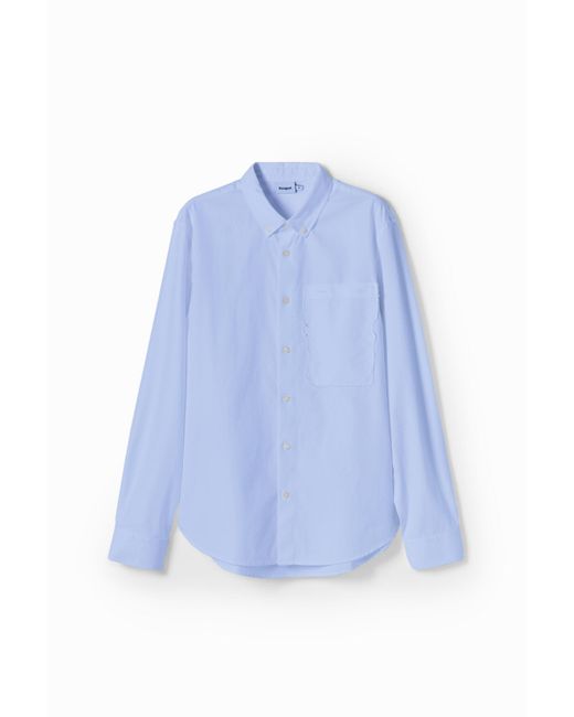 Desigual Blue Patchwork Poplin Shirt for men