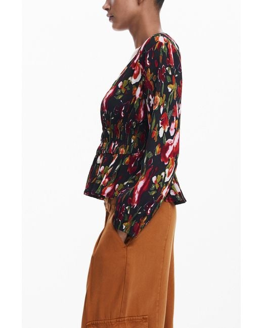 Desigual Red Floral Blouse, Polyester