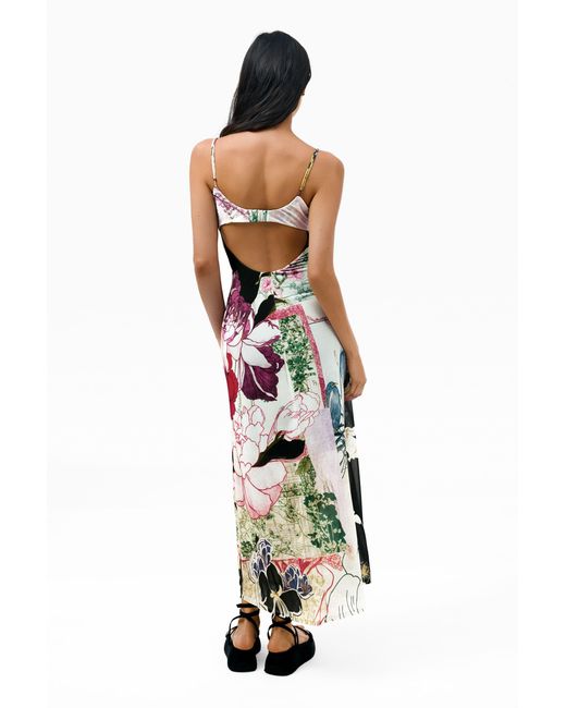 Desigual Metallic Printed Strappy Dress, Polyester