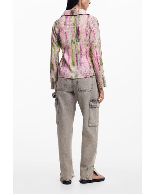 Desigual Red Watercolor Gradient Blouse, Polyester