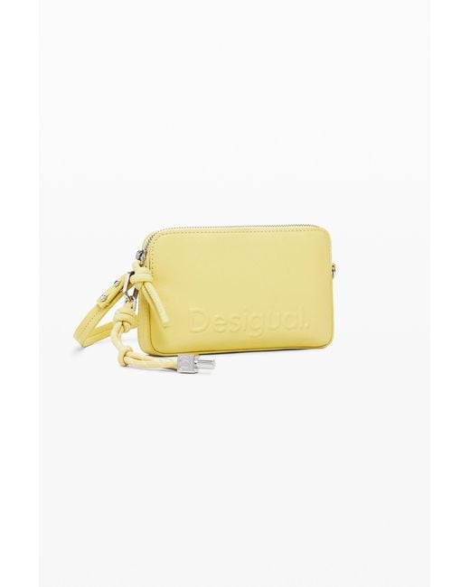 Desigual Yellow Medium Crossbody Wallet With Logo, Polyurethane