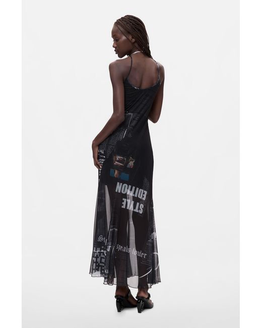 Desigual Blue Printed Strappy Dress, Polyester