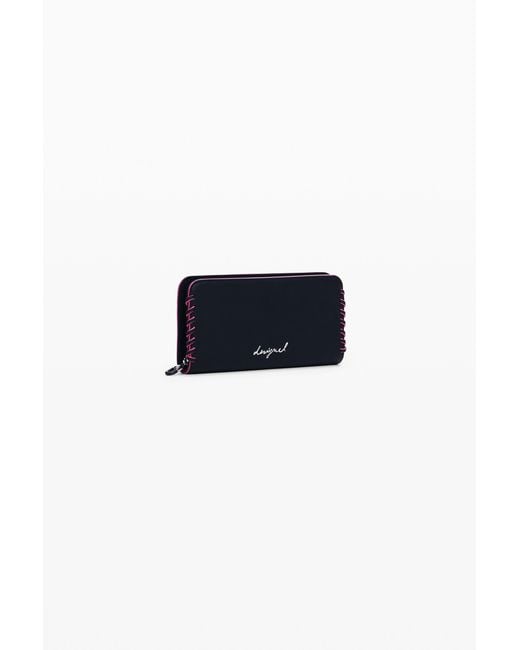 Desigual Black Medium Wallet With Detachable Leather-Effect, Polyurethane