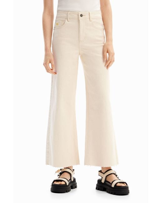 Desigual Natural Cropped Culotte Jeans, Cotton