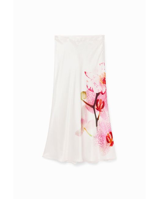 Falda Midi Orquídeas M. Christian Lacroix Desigual de color Red