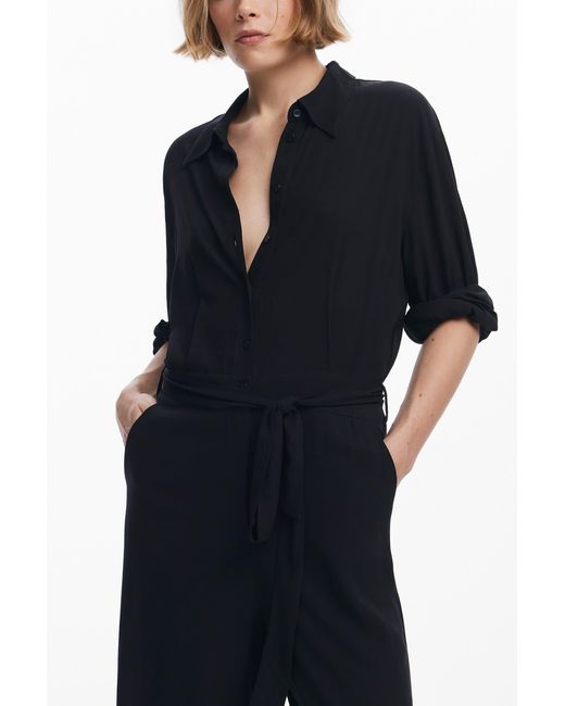 Desigual Blue Lily Belt Jumpsuit, Viscose