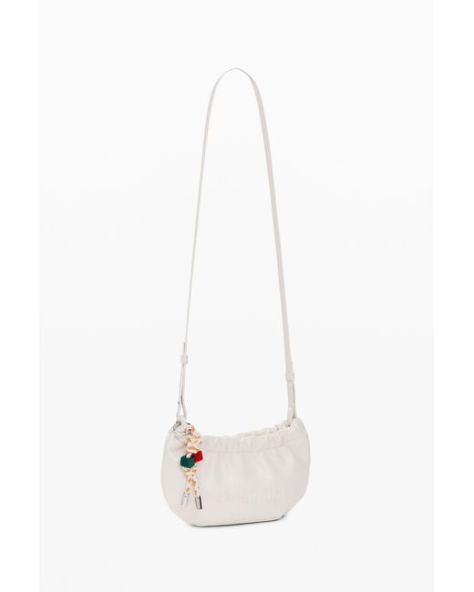 Desigual White Large Crossbody Wallet With Charms, Polyurethane