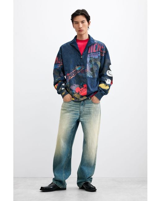 Desigual Blue Mickey Collage Sweatshirt, Cotton for men