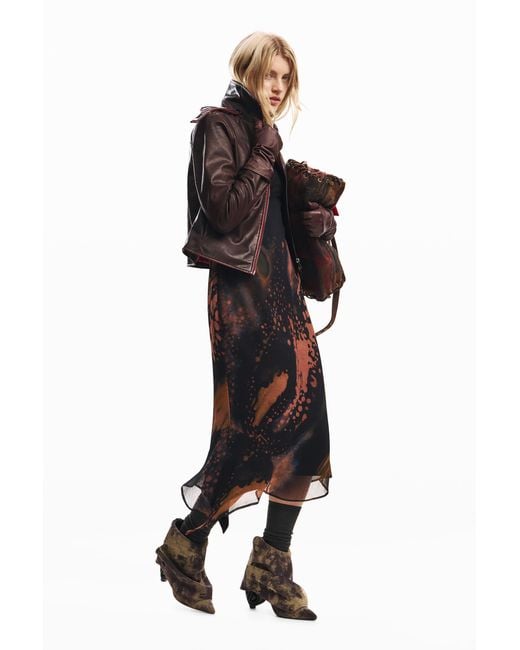 Desigual Black Printed Long Dress