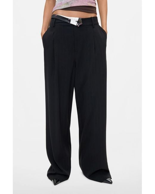 Desigual Blue Turn-Up Waist Trousers