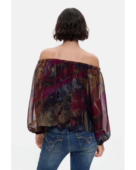 Desigual Green Printed Long-Sleeve Blouse, Polyester