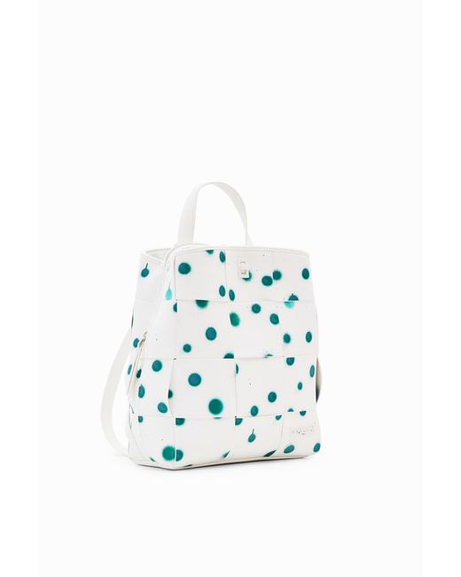 Desigual Blue S Woven Droplets Backpack, Polyurethane