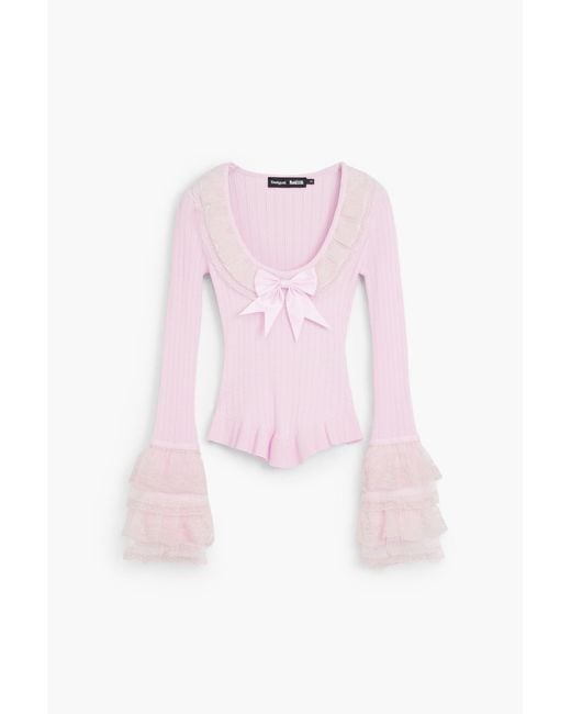 Desigual Pink Coquette María Escoté Sweater