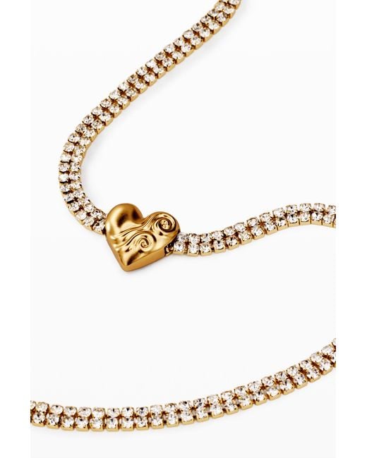 Desigual White Heart Pendant
