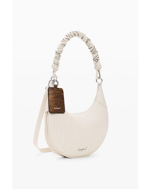 Desigual White Medium Oval Bag With Embossing, Polyurethane