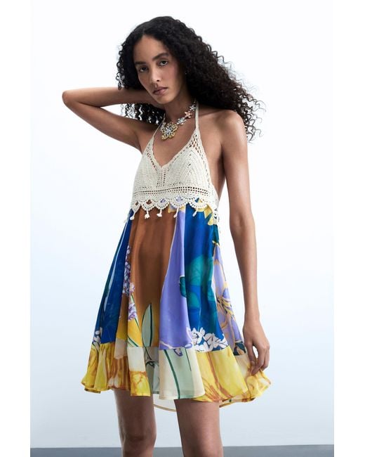 Desigual White Sleeveless Printed Dress