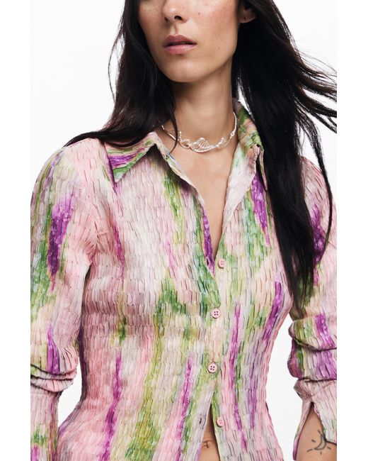 Desigual Red Watercolor Gradient Blouse, Polyester