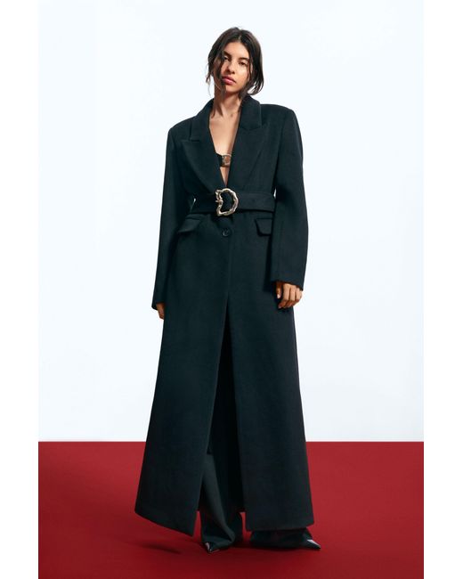 Desigual Green Long Wool Coat Egonlab