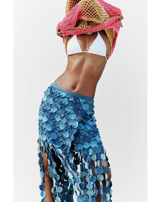 Desigual Blue Denim Pareo Patch, Cotton