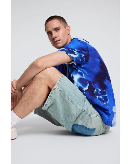 Desigual Blue Tie-Dye Flower T-Shirt, Cotton for men