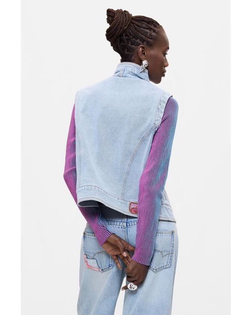 Desigual Blue Detachable Jacket, Cotton