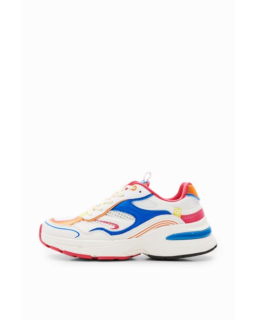 Desigual Blue Patchwork Running Sneakers