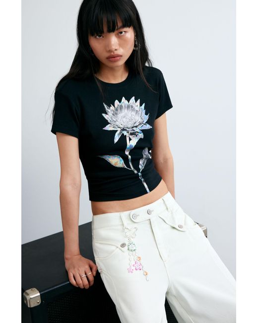 Desigual White Baggy Pants Buttons, Lyocell