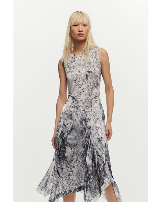 Desigual Black Draped A-Line Dress, Polyester