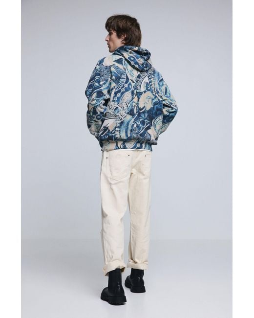 Desigual Blue Mosaic Sweatshirt, Cotton for men