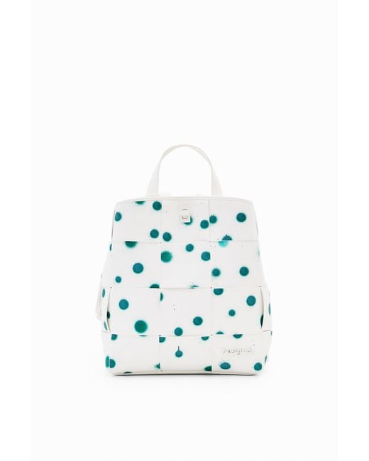 Desigual Blue S Woven Droplets Backpack, Polyurethane