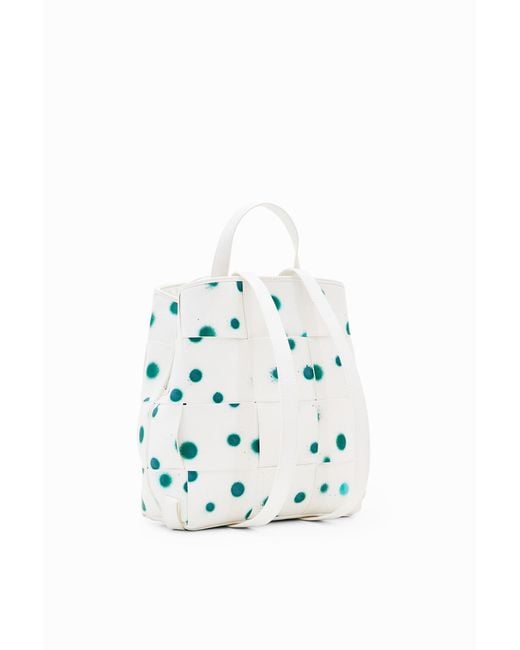 Desigual Blue S Woven Droplets Backpack, Polyurethane